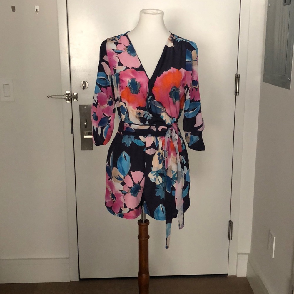 Navy Floral Romper